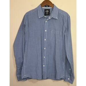 LOGG Fitted Button Shirt Men Large Blue Check Plaid Cotton Label of Graded Goods